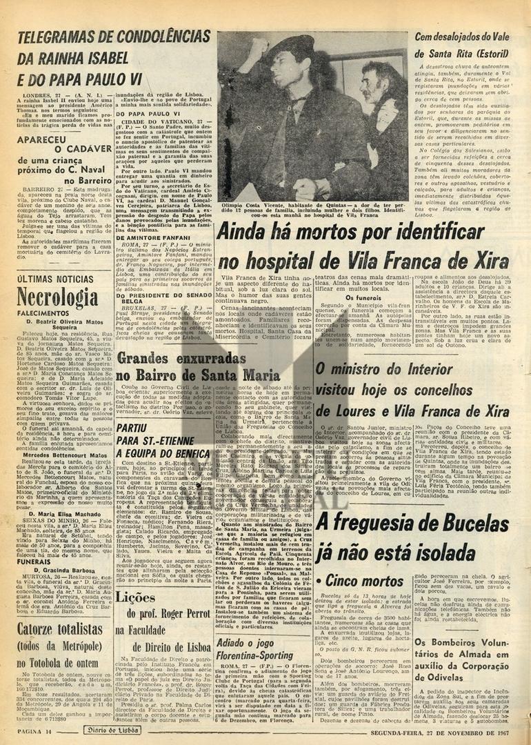 Diário de Lisboa. 27 de novembro de 1967. Col. Hemeroteca Municipal de Lisboa