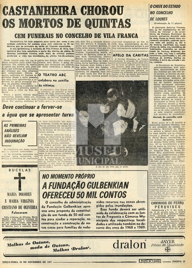 Diário de Lisboa. 28 de novembro de 1967. Col. Hemeroteca Municipal de Lisboa